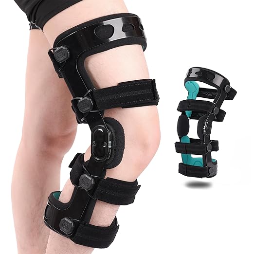 OA Unloader Knee Brace with Double Upright ACL PCL Support - Adjustable Osteoarthritis & Bone-on-Bone Pain Relief, Post Op Knee Immobilizer for Meniscus Tear, Arthritis, Sports Injuries for Men & Women (Right, Large)