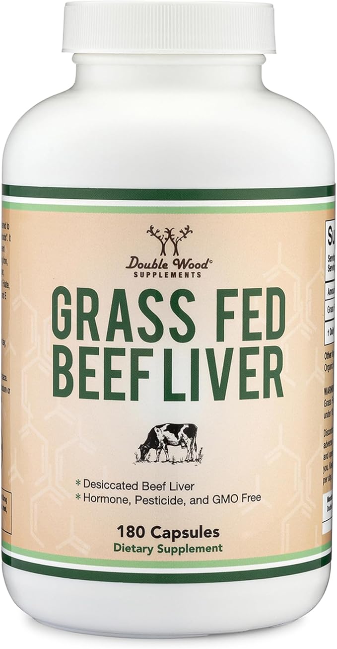 Grass Fed Beef Liver Capsules (1,000mg of Grass Fed, Desiccated Beef Liver per Serving, 180 Capsules, 3 Month Supply) Supplement for Digestion, Immune Health, Energy, and Wellness by Double Wood