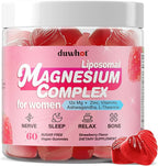 12-in-1 Magnesium Complex Gummies for Women, 1000mg Liposomal Magnesium Glycinate Citrate Malate Oxide Supplement with D3, Methylated B6&12, Zinc for Relax, Sleep, Bone, Muscle Health, Vegan, 60 Chews
