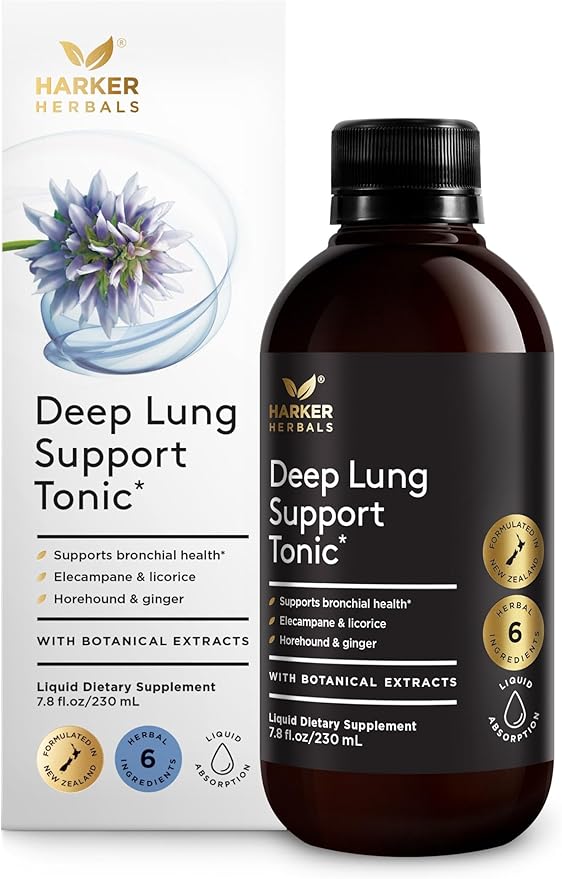 Deep Lung Support Tonic, Herbal Formula for Respiratory Health, Clear Breathing, Bronchial Congestion, Plant-Based - 7.8 fl oz (15 Servings)