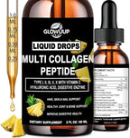 Multi Collagen Peptides Liquid Drops for Women & Men-Type I, II, III, V, X丨Hydrolyzed Collagen Peptides, Collagen Proteins W. Hyaluronic Acid, Biotin & Vitamin C for Hair Skin & Joint Gut Health