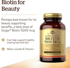 Solgar Biotin 5000 mcg,100 Veg Caps-Promote Healthy Skin,Nails&Hair-Supports Energy Production,Protein,Carbohydrate&Fat Metabolism-Vitamin B-Non GMO,Vegan,Gluten Free-100 Servings,(Pack of 2)