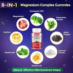 Liposomal Magnesium Complex 190mg for Kids Per Serving, Magnesium Glycinate with L-Threonate, Vitamin D3, CoQ10, L-Threonate Gummies for Rest Support, Sugar/Gluten Free, 60 Count