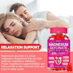Magnesium Glycinate Gummies 600mg, Chewable Sugar Free Gummies with Magnesium Glycinate, Vitamin D, B6 and CoQ10 for Sleep, Relaxation, Brain and Muscle, 2 Pack