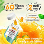 Potassium Gummies, Potassium Chloride 500mg for Adults, Sugar-Free Potassium Supplement, Muscle Relief & Heart Health for Women Men, Electrolyte Balance, Efficient Potassium Supply, 120 Servings