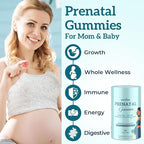 Prenatal Gummies Sugar Free 180 Count - Organics Prenatal Vitamins for Women with Folate, DHA & Probiotics - Iron Free Prenatal Vitamin Gummies for Immune & Digestive - 2 Bottles