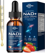 Liposomal NAD+ Liquid Supplement, Nad Resveratrol Supplement for Women & Men, Nicotinamide Riboside with PQQ, CoQ10, Quercetin for Anti-Aging, Brain, Cellular Energy Health, Strawberry Flavor, 2 Fl Oz