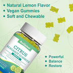 Citrus Bergamot Gummies 3000mg, Bergamot Supplement for High Cholesterol, Cholesterol Lowering Supplement for Heart, Immune System & Anti-Aging, Sugar Free Vegan 60 Gummies