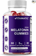 Vitamatic Melatonin Gummies for Kids & Adults - (2.5 mg 5 mg & 10 mg Doses) - 60 Vegan Gummies