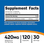 Nutricost Magnesium Citrate 420mg, 120 Veggie Capsules - 30 Servings, Gluten Free, Non-GMO Supplement