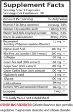 Resveratrol 2000 - Anti-Wrinkle Pills - Reducing oxidative Stress, Alpha lipoic Acid, Collagen, Aloe Vera Gel, hyaluronic Acid, Turmeric, Anti Aging Supplement, Anti Aging Pills 1 Bottle 60 Capsules