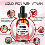 2 Pack Liquid Iron Supplement w/Vitamin C, A, B-Complex, Vegan Iron Drops High Potency Liquid Vitamin & Iron Supplements for Women, Men & Children -Support Red Blood Cell, Energy, Anemia & Fatigue