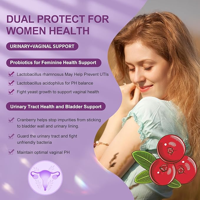 OMOGS 2PCS Women's Probiotic 180 Billion CFUs 18 Strains, with Prebiotics, Cranberry Extract, D-Mannose & Digestive Enzymes, for Digestive,Immune, PH Balance & Urethral Health, 180 Capsules