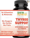 SHIFAA NUTRITION Halal Thyroid Support 30 Servings | Non-GMO Relief Supplement w/ B12, Iodine, Selenium, L-Tyrosine | Supports Energy, Metabolism, Focus, Clarity, Cortisol Balance