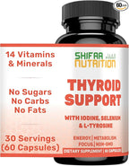 SHIFAA NUTRITION Halal Thyroid Support 30 Servings | Non-GMO Relief Supplement w/ B12, Iodine, Selenium, L-Tyrosine | Supports Energy, Metabolism, Focus, Clarity, Cortisol Balance