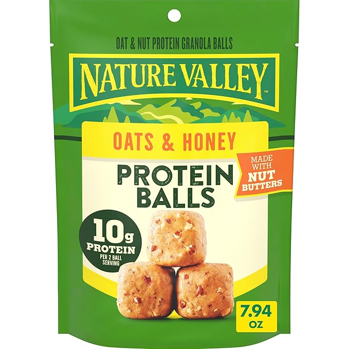 Nature Valley Oat and Nut Protein Granola Balls, Oats and Honey, Protein Snacks, 7.94 oz