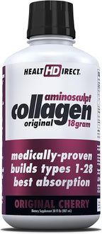 HEALTH DIRECT – AminoSculpt Liquid Collagen – 30 Fl Oz – 18 Grams of Premium Medical-Grade Collagen Liquid for Women – Stevia Free – Original Cherry