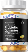 Horbäach Probiotic Gummies 1.5 Billion CFU | 60 Count | with Prebiotic for Women and Men | Tropical Flavor | Doctor Formulated | Vegan, Non-GMO & Gluten Free | Berkshire Labs