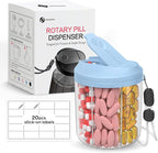 Hionxmga Pill Dispenser with 7 Large Compartments, 4.4" H x 3.6" Dia Pill Bottle Organizer for Travel, Supplement Organizer with Anti-Mixing Design, BPA-Free Pill Container with 20 Pcs Labels, Blue