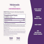 Natrol Melatonin 5mg Fast Dissolve Tablets, Sleep Support Supplements for Adults, Strawberry Flavor, 150 Tablets, Up to 150 Day Supply