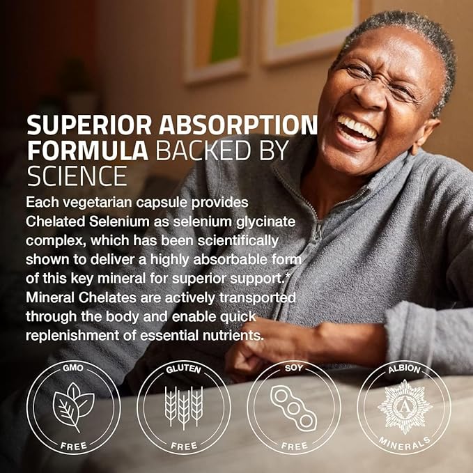 Bronson Selenium 200 mcg – Yeast Free Chelated Amino Acid Complex - Essential Trace Mineral with Superior Absorption, 360 Vegetarian Capsules