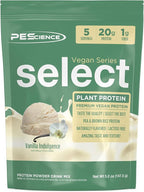 PEScience Select Vegan Protein Powder, Plant Based Protein Powder, Amazing Taste, Smooth Texture, Pea and Brown Rice Blend, Dairy Free, Lactose Free, Gluten Free - Vanilla Indulgence, 5 Servings