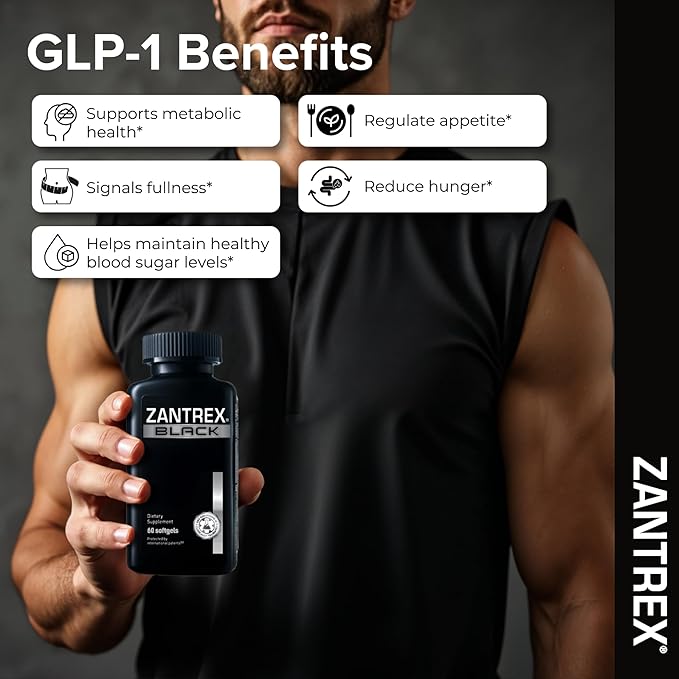 Zantrex Black – Naturally Boost GLP-1 & Metabolism Support | Thermogenic Energy, Weight Management Formula | 120 Count