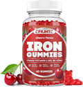 Iron Supplement for Women & Men - Iron Gummies with Vitamin B6, B12, C, Zinc, Folate for Adults & Kids - Support Iron Deficiency, Anemia, Energy Boost, Blood Builder - Sugar Free Vegan 60ct Cherry