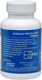 Longevity by Nature TendoGuard Joint Support Supplement with Collagen Peptides, Hyaluronic Acid Supplements, Tendon and Ligament, 60 Capsules