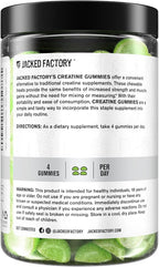 Jacked Factory Sugar Free Creatine Gummies - 5g Daily Dose (1.25g per Gummy) - Creatine Gummy Sugar Free for Men and Women, Vegan-Friendly, Third-Party Tested - 120 Gummies, Green Apple