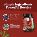 Slow Release Iron Supplement for Women & Men - Supports Health - Blood Support Iron Bisglycinate with Vitamin C - Gentle Energy & Immune Support - High Absorption Ferrous Bisglycinate - 60 Count