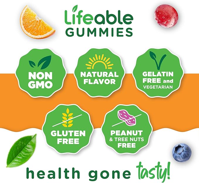 Lifeable Vitamin B6 Gummies | 100mg | Great Tasting VIT B6 Supplement | Vegan B6 Vitamins for Nerve Support Supplement | Vitamin B 6 for Adults, Men, Women | 60 Gummies