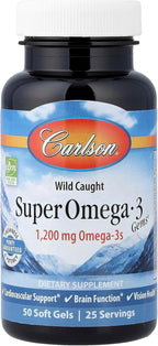 Carlson - Super Omega-3 Gems, 1200 mg Omega-3s, Wild Caught, Sustainably Sourced, 50 soft gels