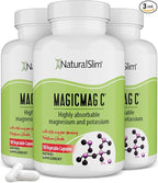 MagicMag C by NaturalSlim, Magnesium Citrate Capsules for Muscle Relaxation, Sleep Quality, Nerve Function & Electrolyte Support, Daily Magnesium Supplement for Men and Women, 100 Capsules