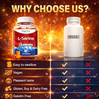 L-Serine Gummies 1000mg - Pure L Serine Supplement for Cognitive Function and Nervous System Health, Phosphorylated LSerine Supplements for Brain Support, Non-GMO, Gluten Free, 60 Vegetarian Gummy