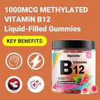 Methyl Vitamin B12 Gummies 1000mcg, Vitamin B12 Methylcobalamin Supplement for Energy & Metabolism, Sugar Free, Vegan, 60 Gummies.