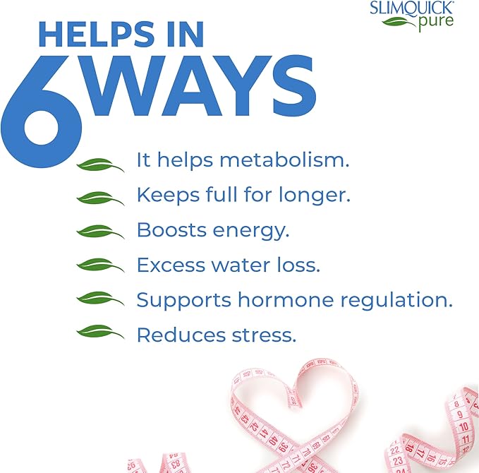 Slimquick Pure 3x Extra Strength Pill for Women, Helps Achieve Weight Goals, Helps Metabolism, Lose Excess Water, Keeps Full for Longer with Green Tea Extract, Caste Tree, Caffeine, MCT Oil - 60 Count