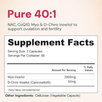 Nourished 40:1 Myo-inositol & D-Chiro Inositol Supplement for Women with Fertility, Skin Health, or Menstrual Cycle Symptoms - Hormone Balance for Women - 120 Capsules