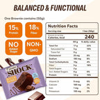 Fitness SHOCK Chocolate Protein Brownie - No Added Sugar, 7.5g Protein, Low Carb Guilt-Free Dessert - 0g Added Sugar, 10g Net Carbs, 5g Fiber, Non-GMO, Oat Bran - 10 x 50g