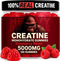 Creatine Monohydrate Gummies 5g Sugar Free Creatine with Vitamin B12 and L-Taurine | Muscle Growth for Men and Women | Low Calorie Formula 120 Gummies for 30 Servings, Raspberry
