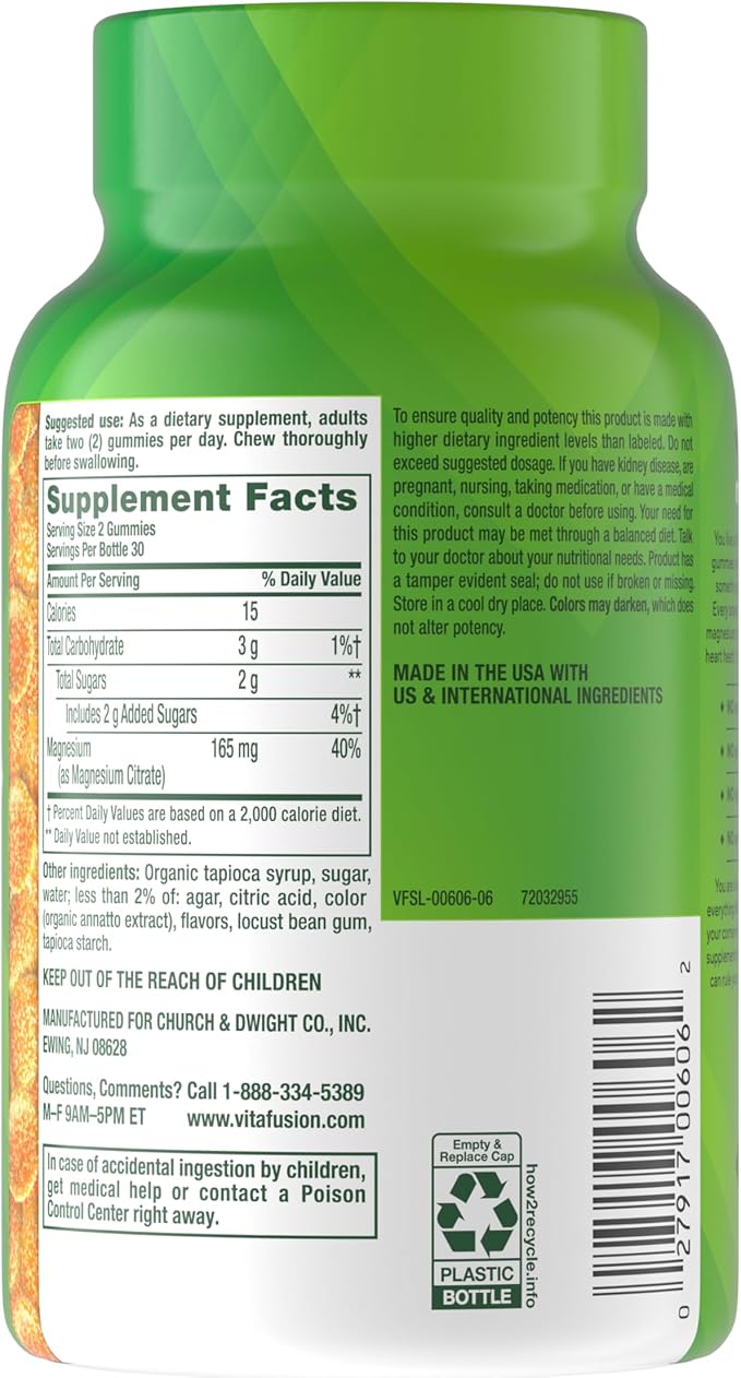 vitafusion Magnesium Gummy Supplement, Bring calm to your vitamin routine, Tropical Citrus Flavor, 60 Gummies