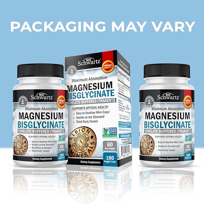 Magnesium Bisglycinate Chelated Supplement - High Absorption Magnesium Glycinate Supplement for Women and Men - Sleep, Muscle, Bone & Joint Support - Non-GMO, Non-Laxative Chelate - 180 Capsules