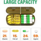Weekly Pill Organizer 2 Times a Day, 7 Day Pill Box 2 Times, Portable for Travel Pill Case for Pills/Vitamin/Fish Oil/Medication/Supplements (2x7 Brown)