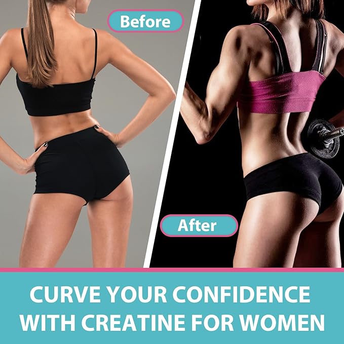 Creatine for Women, Creatine Monohydrate Gummies - No Bloating - Pre and Post Workout Chewables Supplement with Taurine & B6 - for Recovery, Strength, Energy & Booty, Performance, 60 Counts