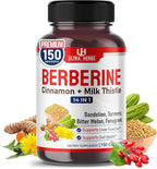 Ultra Herbs Premium Berberine with Cinnamon, Milk Thistle - Promotes Liver Function, Gut Health, Immunity (150 Count (Pack of 1))