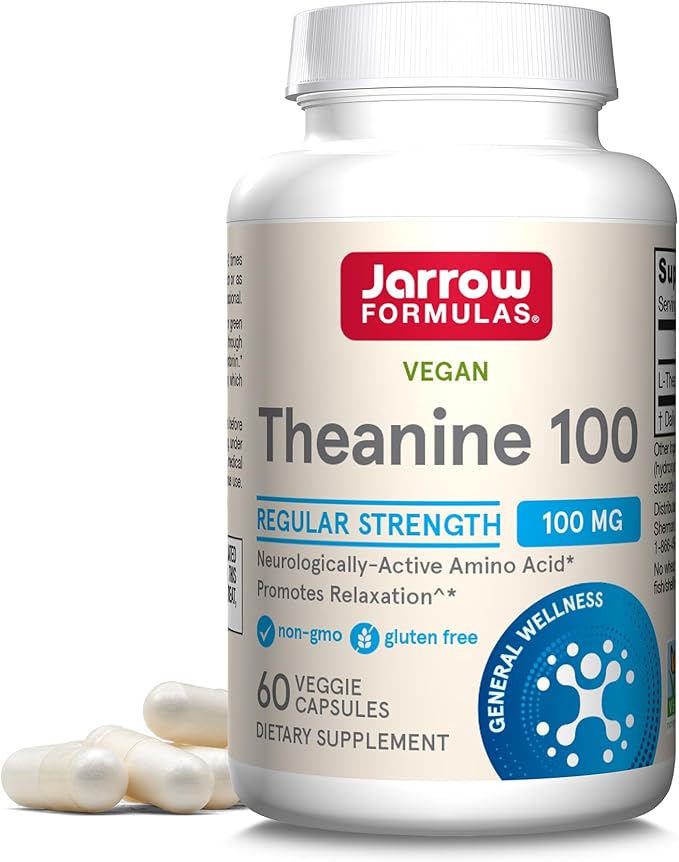 Jarrow Formulas® Regular Strength Theanine 100 mg, Dietary Supplement, 60 Capsules, 60 Day Supply