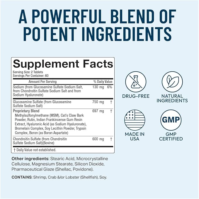 Advanced Bone & Joint Support Supplement | Promotes Healthy Joint Function & Relief from Joint Discomfort | Enhance Cartilage Flexibility & Range of Motion - 120 Count (Pack of 1)