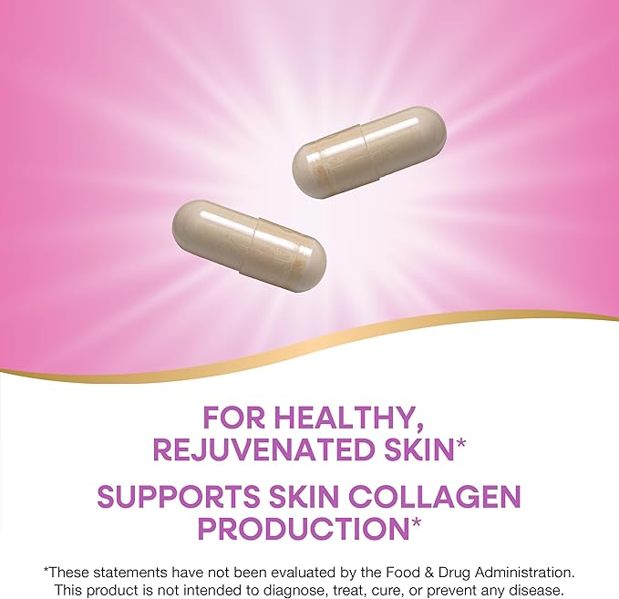 Nature’s Way Hydraplenish, Unique BioCell Collagen with Hyaluronic Acid, MSM, Supports Healthy Hair, Skin and Nails*, 60 Collagen Supplements Capsules (Packaging May Vary)