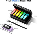 Betife Removable Travel Pill Organizer, Weekly Pill Organizer for 1 Time a Day with Easy Sliding Drawers, Large Pill Box with Airtight Seals for Supplements and Vitamins, Black