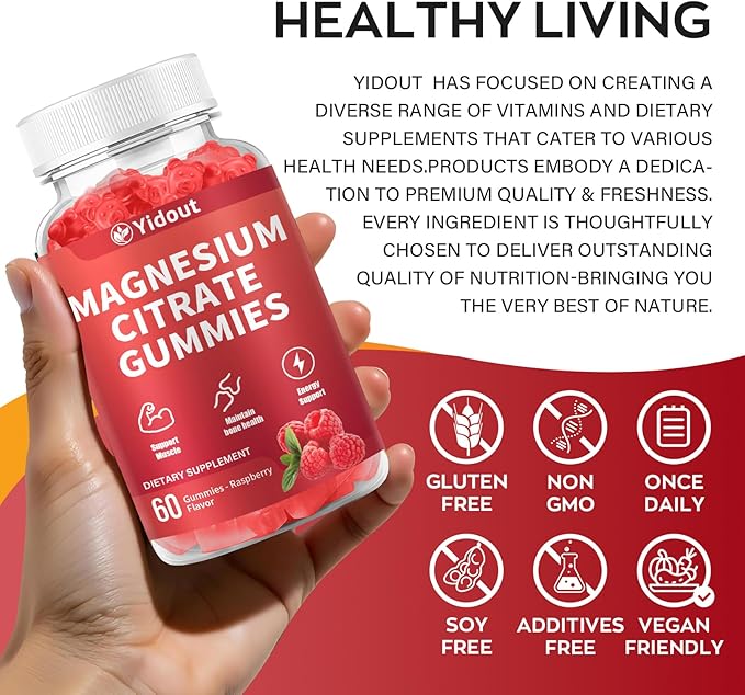 High Absorption Magnesium Gummies for Adults，Magnesium Supplement for Muscle, Nerve, Bone and Heart Support, Vegan, Non-GMO，Raspberry Flavor (60 Count（Pack of 2）)